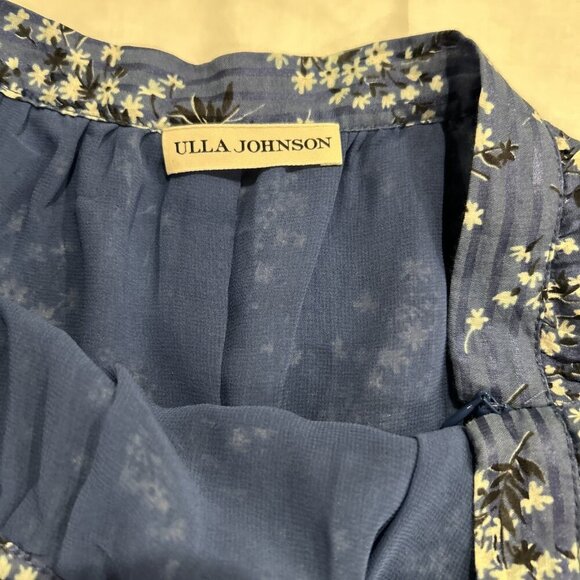 Ulla Johnson Womens Skirt XS Blue White Floral Tiered Cotton Silk Blend Corpcore - Picture 7 of 8